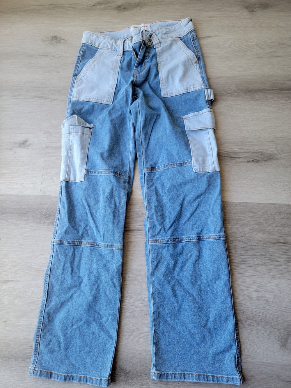 GOGO Two-Tone Light and Medium Blue Patchwork Jeans
